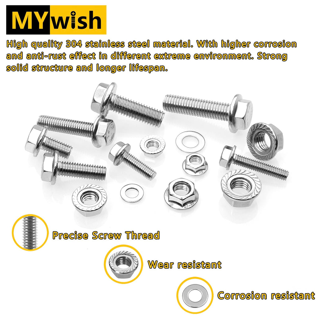 105Pcs M8x1.25 Bolt x 16/20/25/30/35mm Flanged Hex Head M8 Bolt, M8 Screws 304 Stainless Steel Nuts and Bolts Assortment Kit, DIN 6921, Serrated Metric Bolt Assortment by Mywish