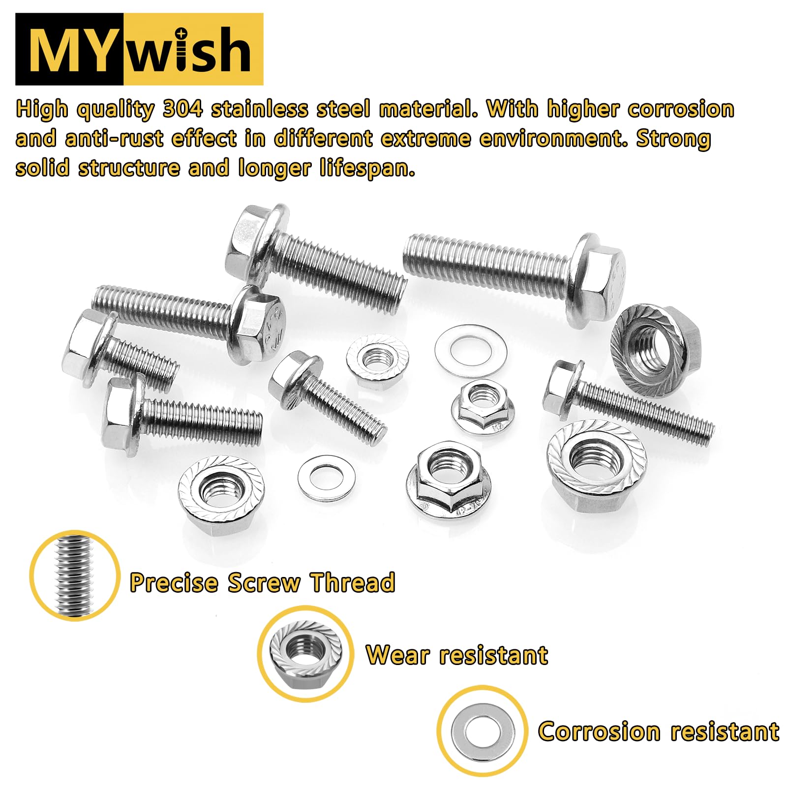 105Pcs M8x1.25 Bolt x 16/20/25/30/35mm Flanged Hex Head M8 Bolt, M8 Screws 304 Stainless Steel Nuts and Bolts Assortment Kit, DIN 6921, Serrated Metric Bolt Assortment by Mywish