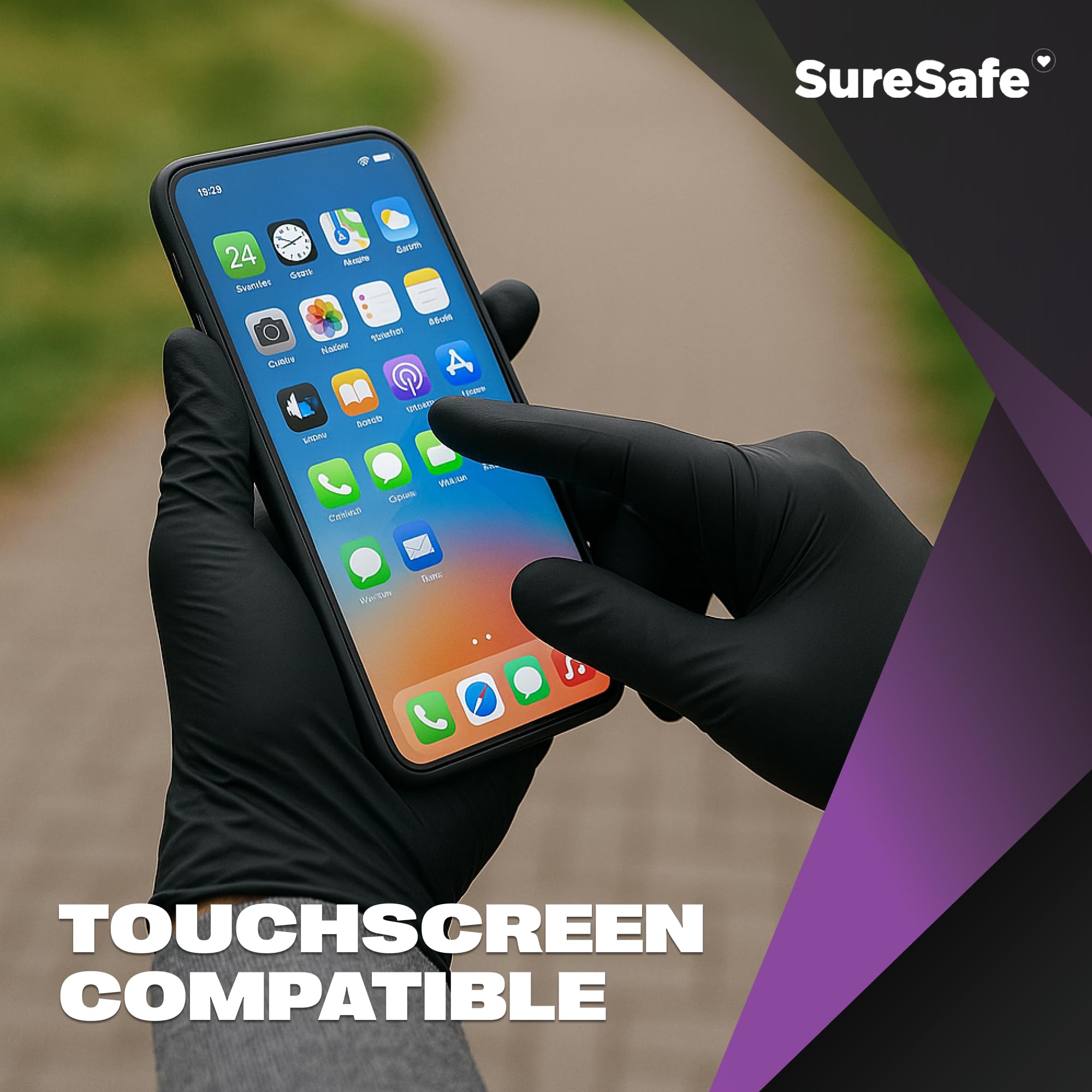 [200 Pack] SURESAFE 4 Mil XL Black Nitrile Gloves,Powder & Latex Free, Textured Fingertips, Tear Resistant, For Cooking, Food Prep, Work, Tattoo, Food Prep Gloves