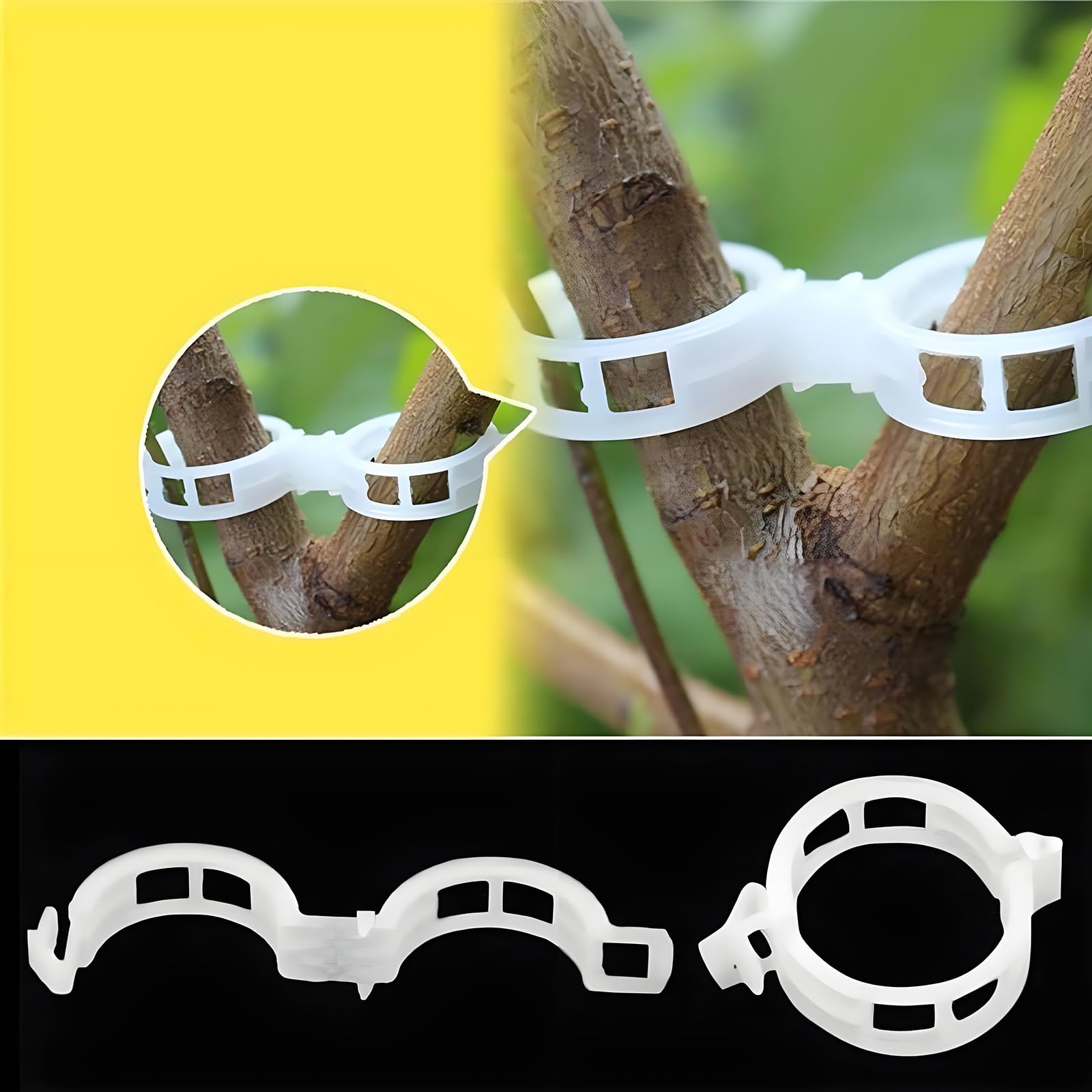 VASLON 300PCS Tomato Clips, Garden Plant Support Clips for Tomatoes, Vines, Flowers, Vegetables, Climbing Plants to Grow Upright and Healthier (White)