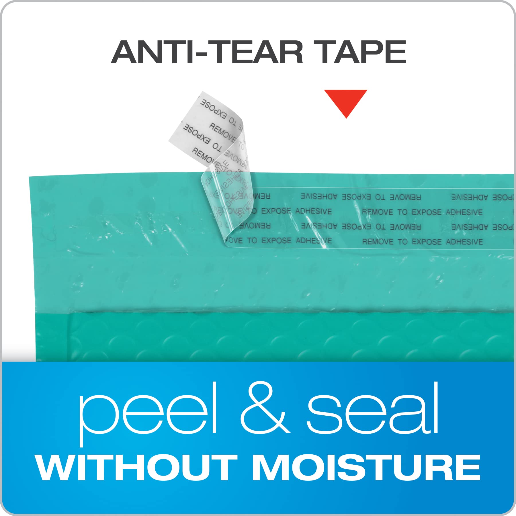 Quality Park Bubble Mailers, 8.25 x 11 Shipping Envelopes, Water Resistant Teal Poly Padded Envelopes, Redi-Strip Peel Off Closure, 25/Box