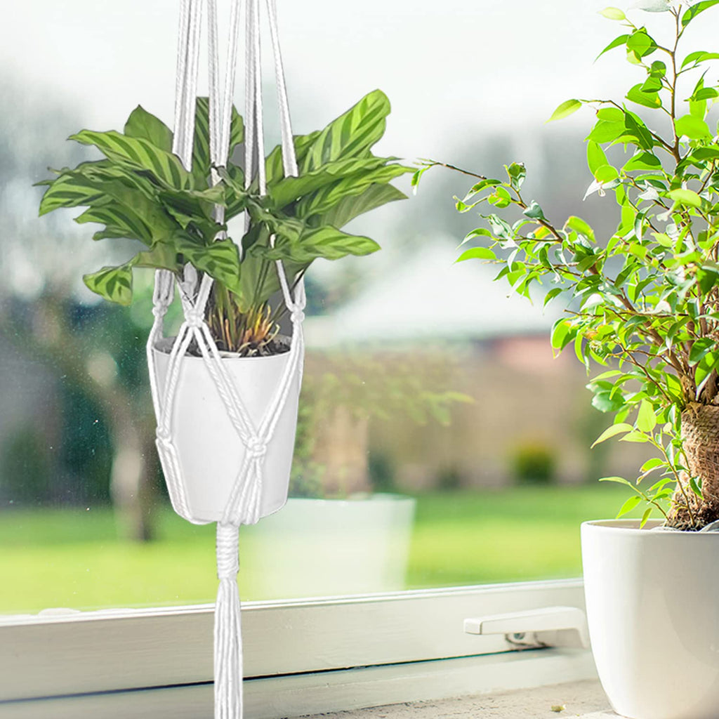 5 Pack Macrame Plant Hangers, Handmade Hanging Planter with Beaded & Tassel for Indoor Outdoor Plant Pots, Durable Cotton Rope Plant Hanger for Home, Garden, Balcony Decor