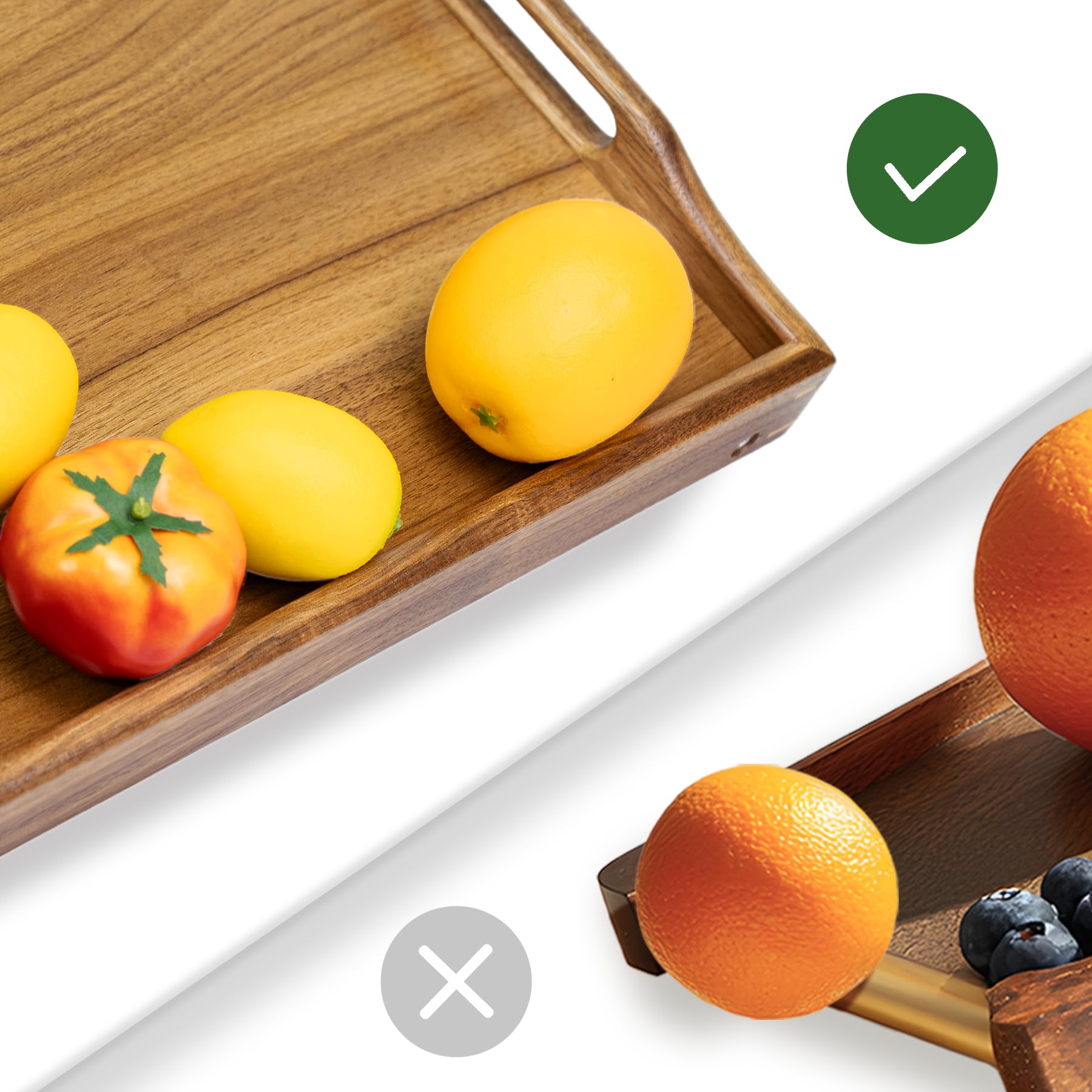 Utoplike Acacia Bed Table Tray for Food Serving, Breakfast Trays for Eating in Bed, Wooden Foldable Serving Table for Sofa