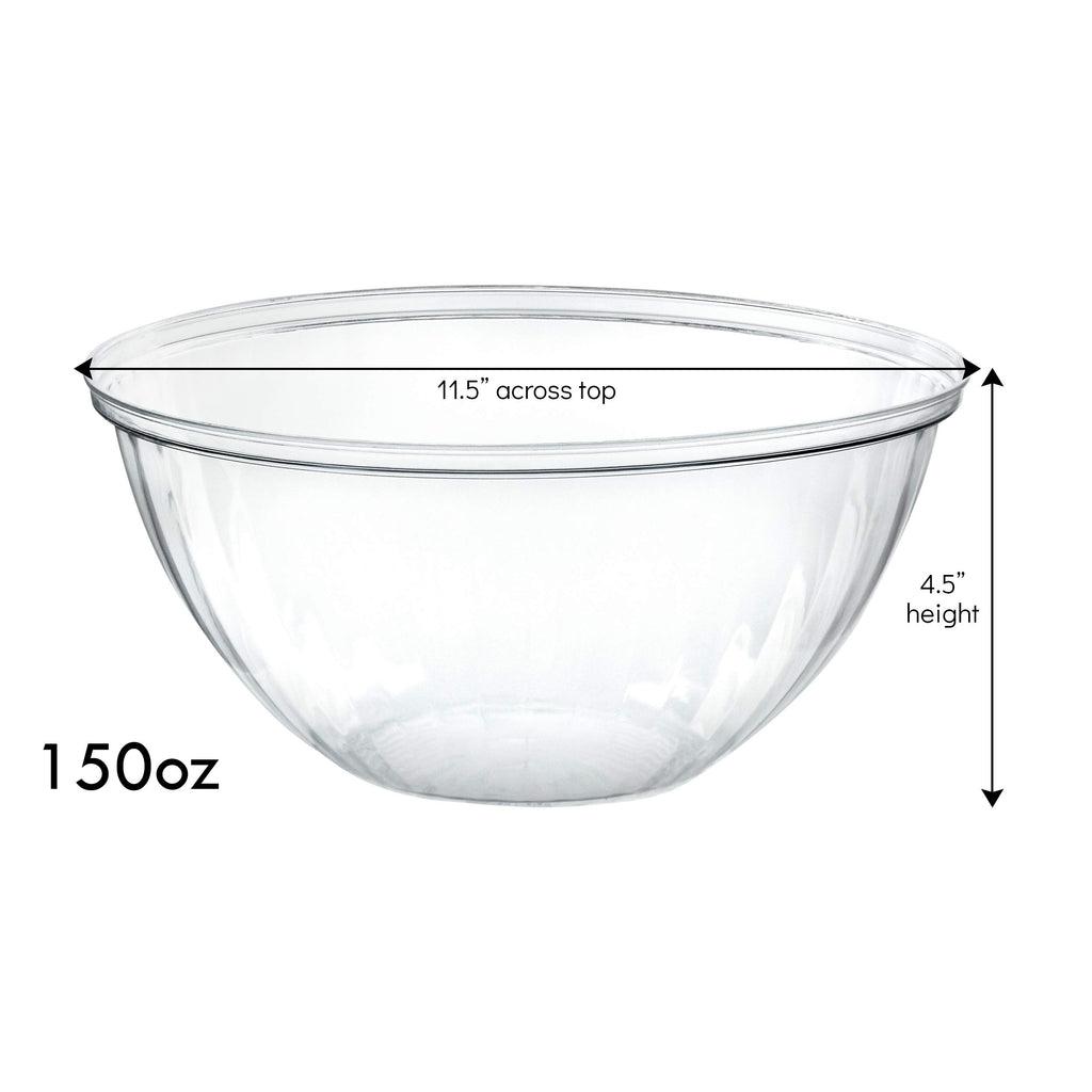 Plasticpro Disposable 150 Ounce Round Crystal Clear Plastic Serving Bowls, Party Snack or Salad Bowl, Chip Bowls, Snack Bowls, Candy Dish, Salad Container Pack of 2