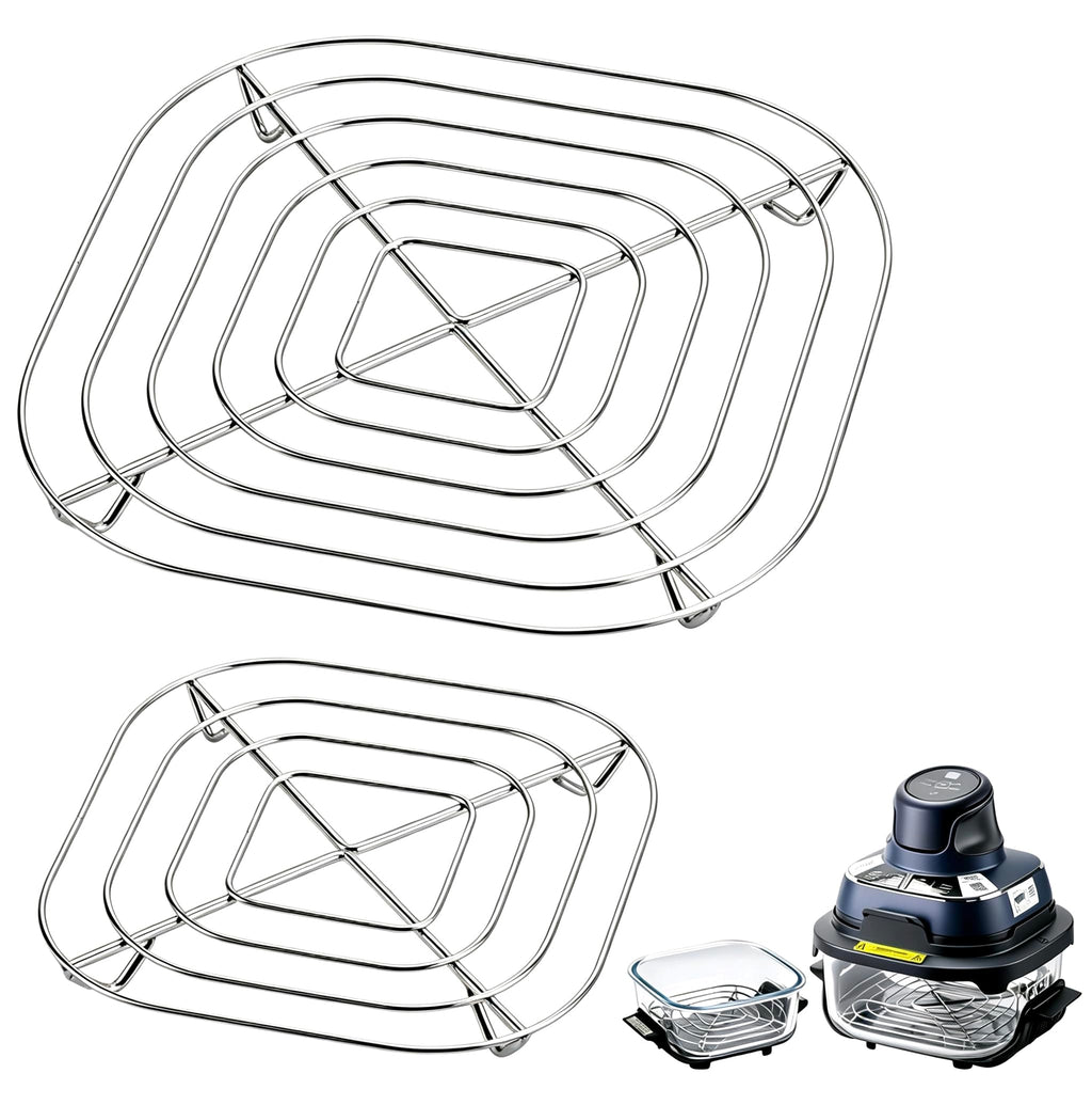2PCS Crisper Stainless Steel Rack Compatible with Ninja Glass Air Fryer, Air Fryer Accessories for Ninja Crispi Air Fryer FN101 Ninja Crispi Pro Air Fryer AS101