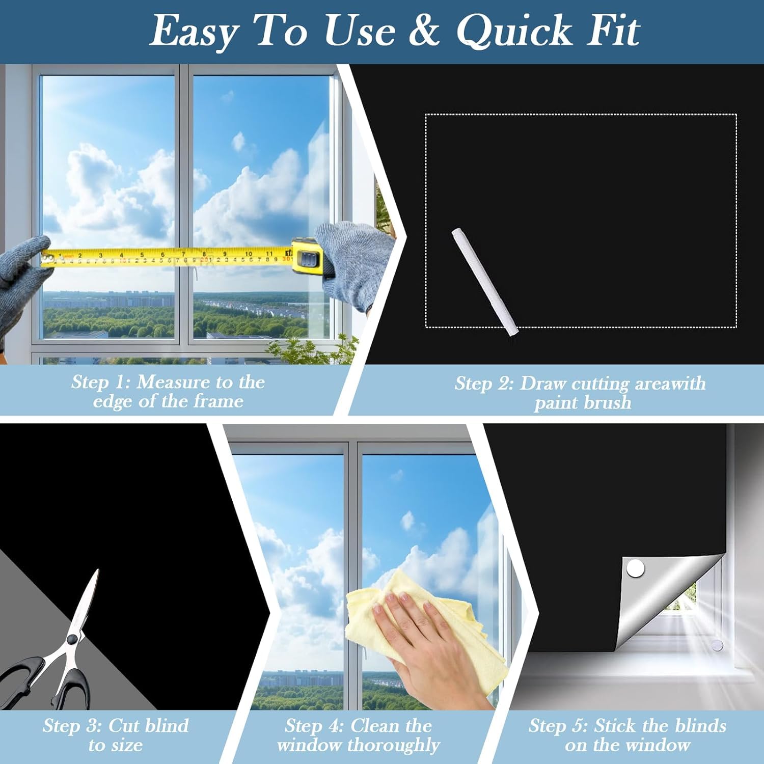 420D Blackout Curtains for Bedroom, 400x145 cm Portable Blackout Blinds with 30 Hook and Loop for 100% Black-Out Window Film, Temporary Black Out Shades for Windows Cover Travel