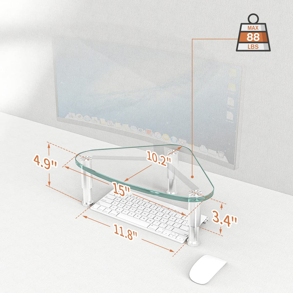2 Pack Computer Monitor Riser | Triangle Desktop Universal Corner Stand for Computer Monitor & Laptop HD01T-203