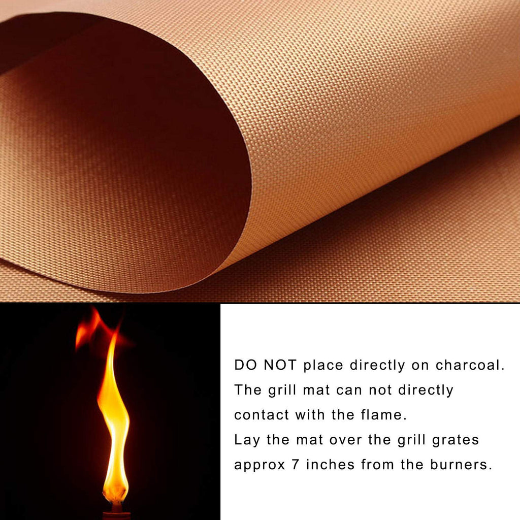 Kibon BBQ Grill Mat Oven Liner Charcoal BBQ Copper Grilling Mats 100% Non Stick Teflon Sheet,Oven Sheet Reusable, FDA-Approved & Easy to Clean for Electric Grill, Gas, Microwave, Charcoal and Toaster Oven 15.7 x 13 Inch (5 PCS)