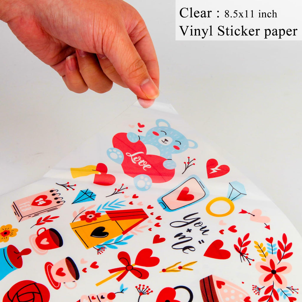 Ruibytree Printable Clear Vinyl Sticker Paper for Inkjet Printers, 35 Sheets Transparent Paper of 8.5x11 DIY Personalized Self-Adhesive Paper that is Tear Resistant, Waterproof Labels, Easy to Cut