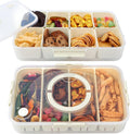 YarkeeSky 2PCS Divided Snackle Box Dishwasher Safe, Air-tight Snack Box Container, Portable Snack Platters, Divided Serving Tray with Lid and Handle for Candy Fruits Nuts, Veggie Tray 4+8 Compartments