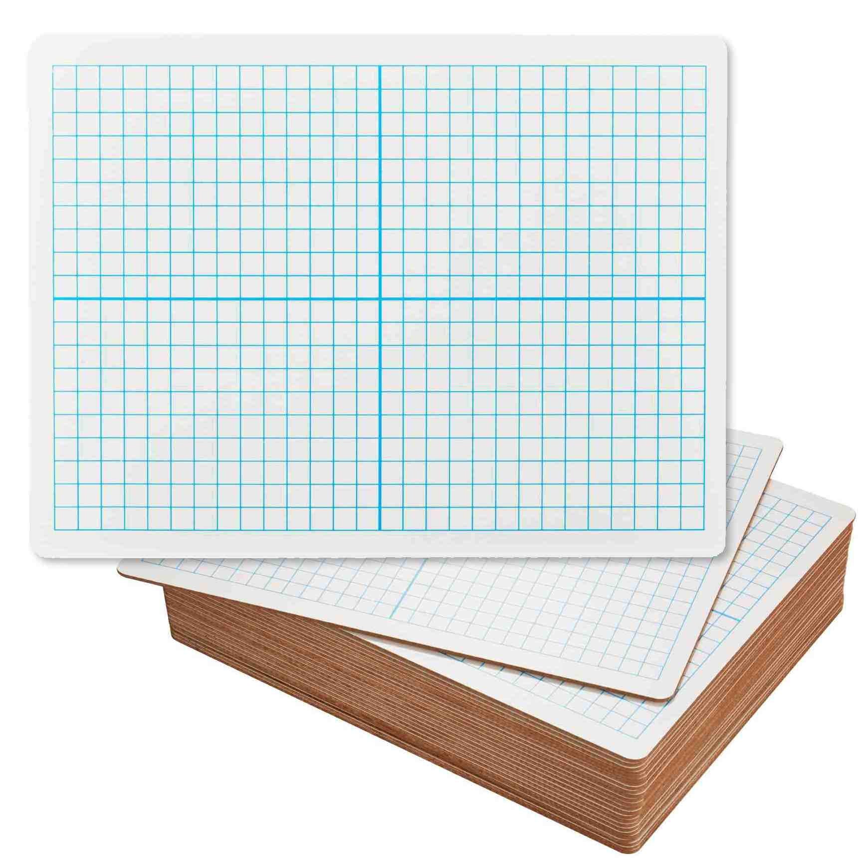 Dry Erase Lapboards with Grid Lines - Pack of 25 Graph Whiteboard Set - 9x12 - Student Single Sided - Improve Children's Classroom Learning with Portable White Boards