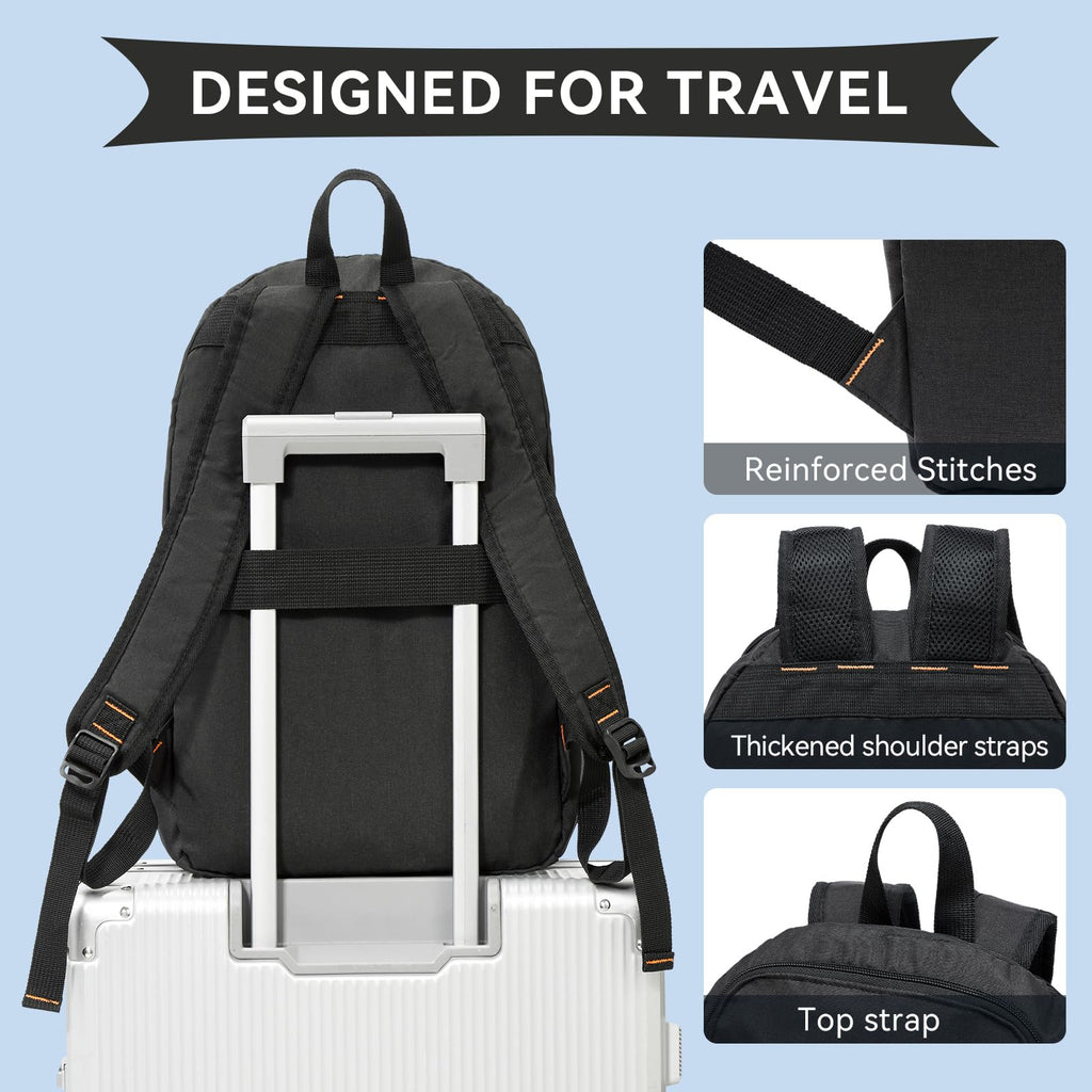 OMOUBOI Casual Backpack, Laptop School Travel Backpack for Women & Men, Superbreak Backpack Fits Tourism Business (Black)