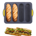 atrccs Silicone Loaf Pan, 4-Cavity Nonstick & Heat Resistant Baguette Bread Pan, Bread Mold for Baking, French Bread Baking Pan, Silicone Baking Molds for Baguette, Sandwich, Hot Dog Bun, Hoagie Roll