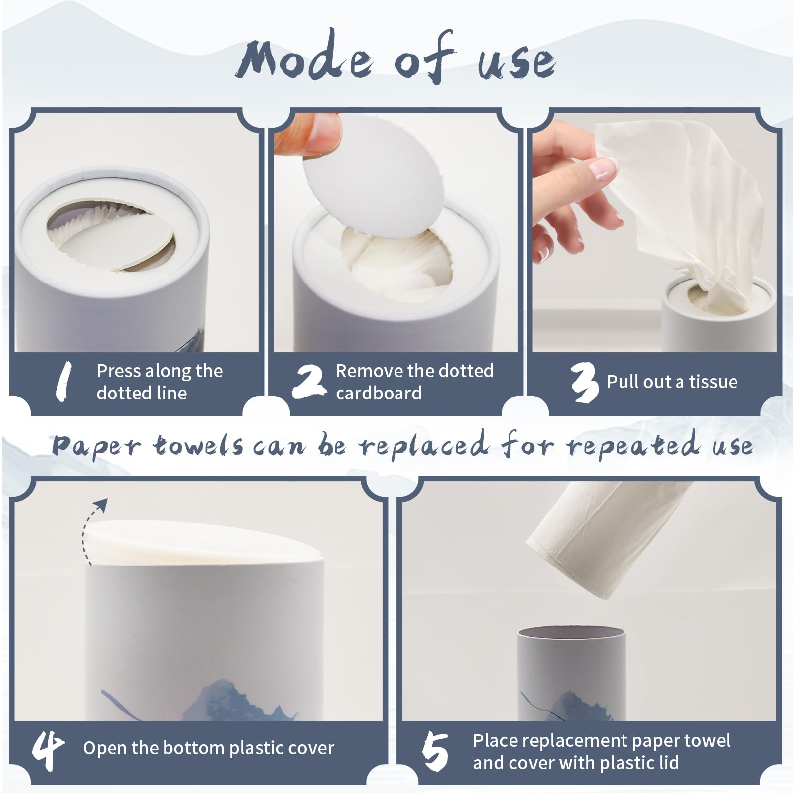 Car Tissue Holder With Facial Tissues 4PK - Cylinder Box Container for Cup Holder
