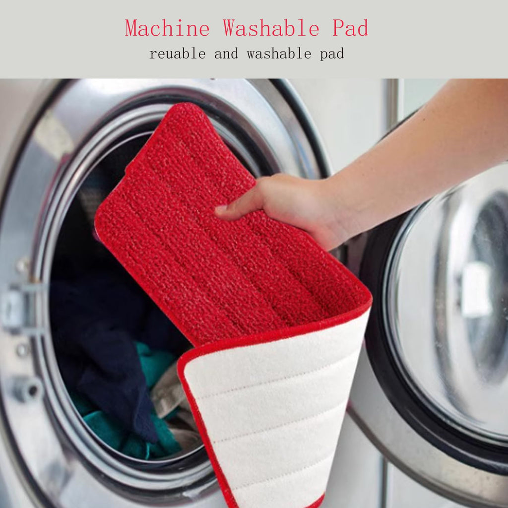6 Pack Microfiber Mop Pads,Spray Mop Pads Replacement, Reveal Mop Cleaning Pads,Fit for Wet/Dry Spray Mops & Reveal Mops Washable 16.5 * 5.5 Inches. (Red)