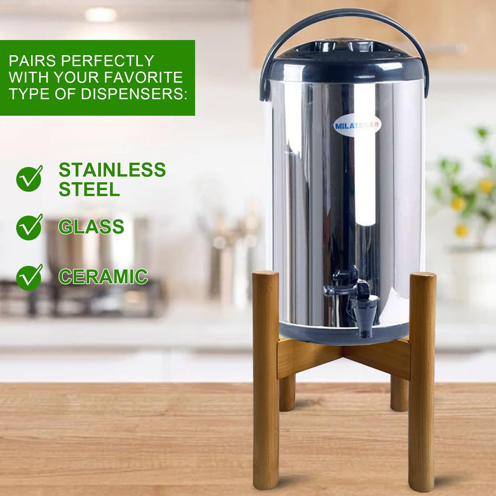 MinBoo Adjustable Drink Dispenser Holder (6-11 Inch), Walnut Bamboo Stand for Water Dispenser, Jug, Jar, Filter Bottle, Cooler, etc.