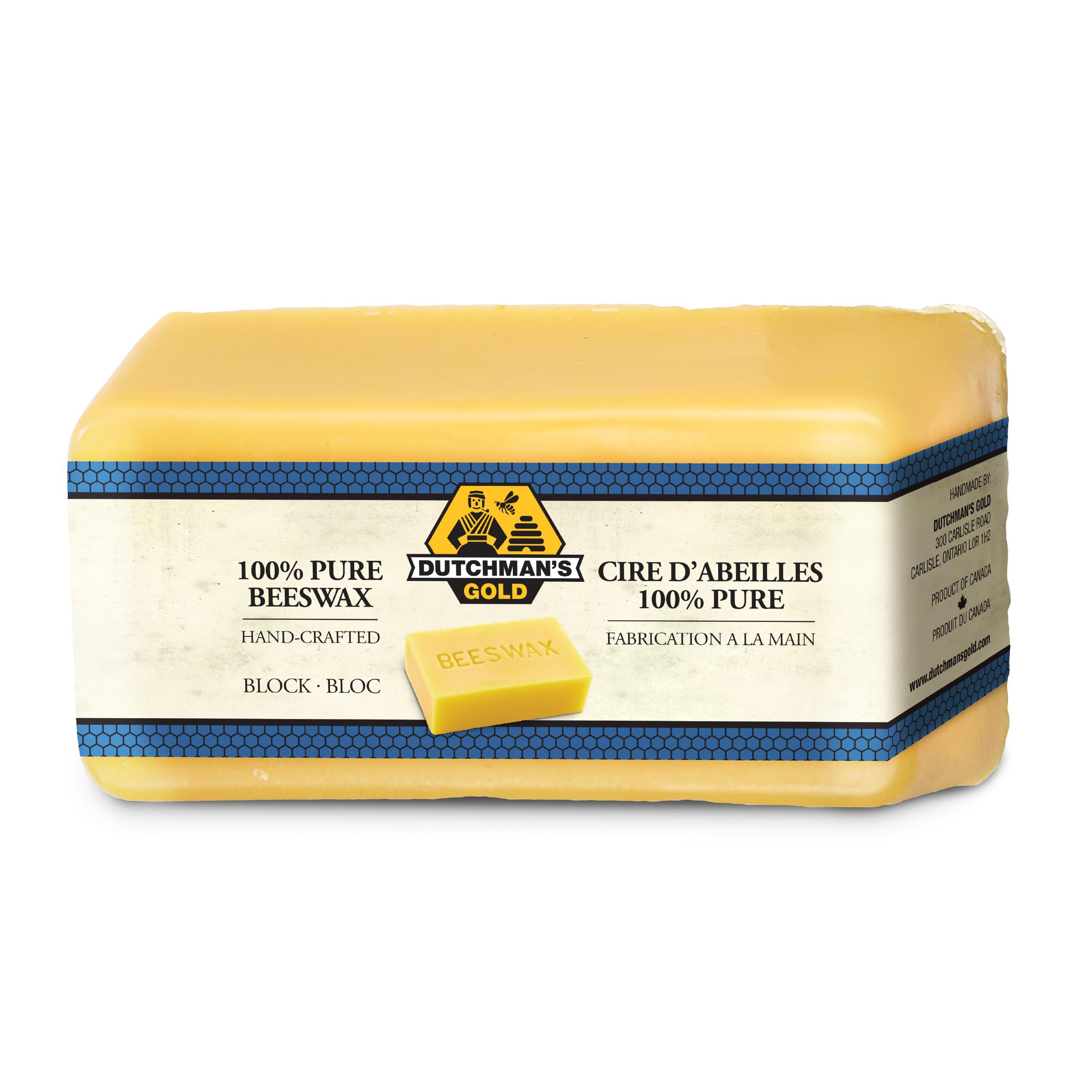 Dutchman’s Gold Beeswax Block, 454 g (1 lb) | 100% Pure Canadian Cosmetic Grade Beeswax | Handcrafted | Ideal for Candles, Food Wraps, Crafts & DIY Projects