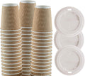 1InTheHome Disposable Coffee Cups with Lids, Paper Cups 10 oz, Insulated Ripple Wall, 50 Pack