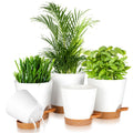 Plant Pots 5 Pack 7+6.5+6+5.5+5 Inch, Self Watering Planters with Drainage Hole, Plastic Plant Pots Indoor Decorative Modern Planting for Various Plants, Planters for Indoor Plants