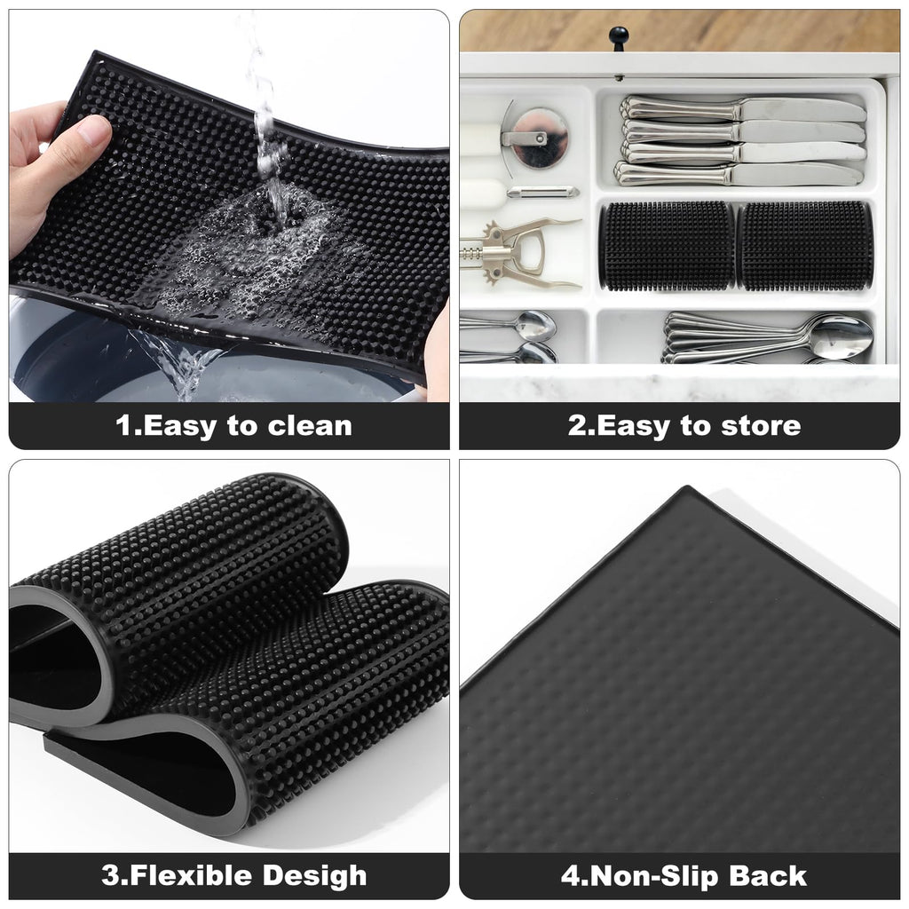 2 Pack Heavy-Duty Bar Mat Pad PVC Rubber Dish Drying Spill Matting for KTV Bar Glass Home (S)
