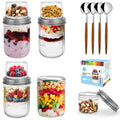 shopwithgreen Overnight Oats Jars with Lids（16oz+4oz 4 Pcs）Dual-Laryer Chia Pudding Jar with Dry and Wet Separation, Yogurt Parfait Contianer for Oatmeal Cereal Nut Fruit, Glass Meal Prep Jars