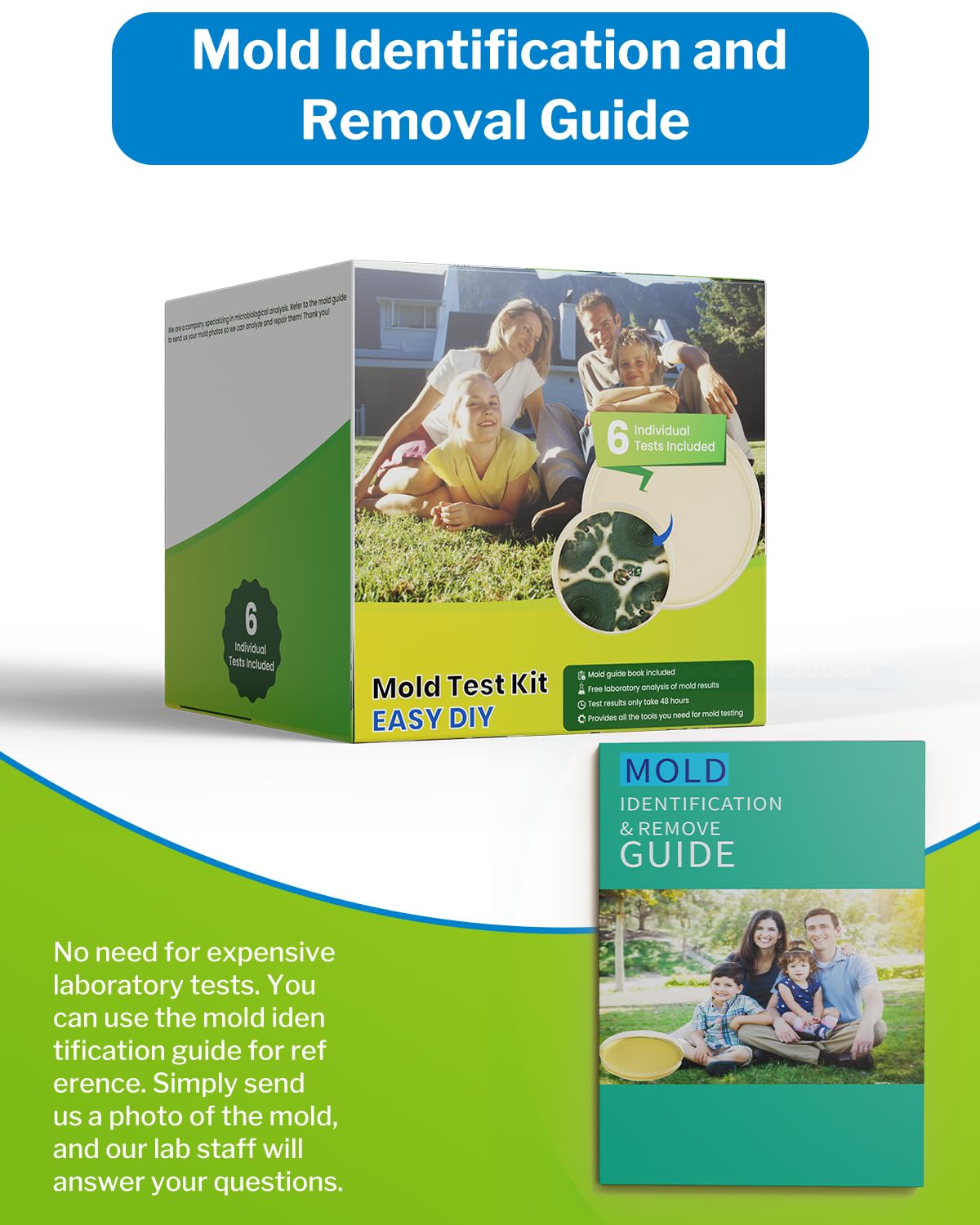 Mold Test Kit for Home - DIY Mold Test Kit for Indoor Air and Household Surface Detection, Includes Detailed Mold Identification Guide and Free Lab Analysis - 6 Detection Tests
