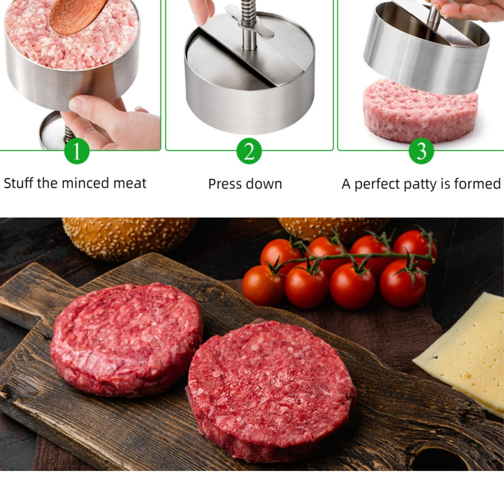 ZOOFOX Burger Press, Non-Stick Patty Maker Mold, 18/8 Stainless Steel Hamburger Press for Beef, Vegetable, BBQ, Griddle and Cooking, BPA Free