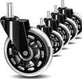 TESUMI Office Chair Wheels 3" Roller Blade Rubber Chair Casters Replacement, Heavy Duty Quiet No Scratch Gaming Chair Wheel for Hardwood Floor Carpet, Set of 5, 11mm Universal Fit/Not for 1KEA