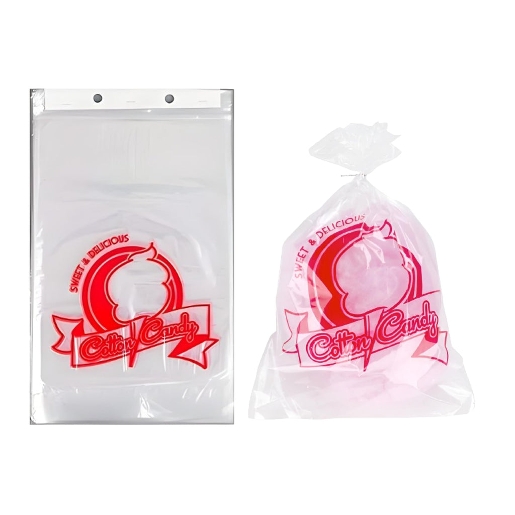Concession Essentials Cotton Candy Bags-100 Cotton Candy Bags with Twist Ties, 0.5" Height, 18" Width, 12" Length (Pack of 100)