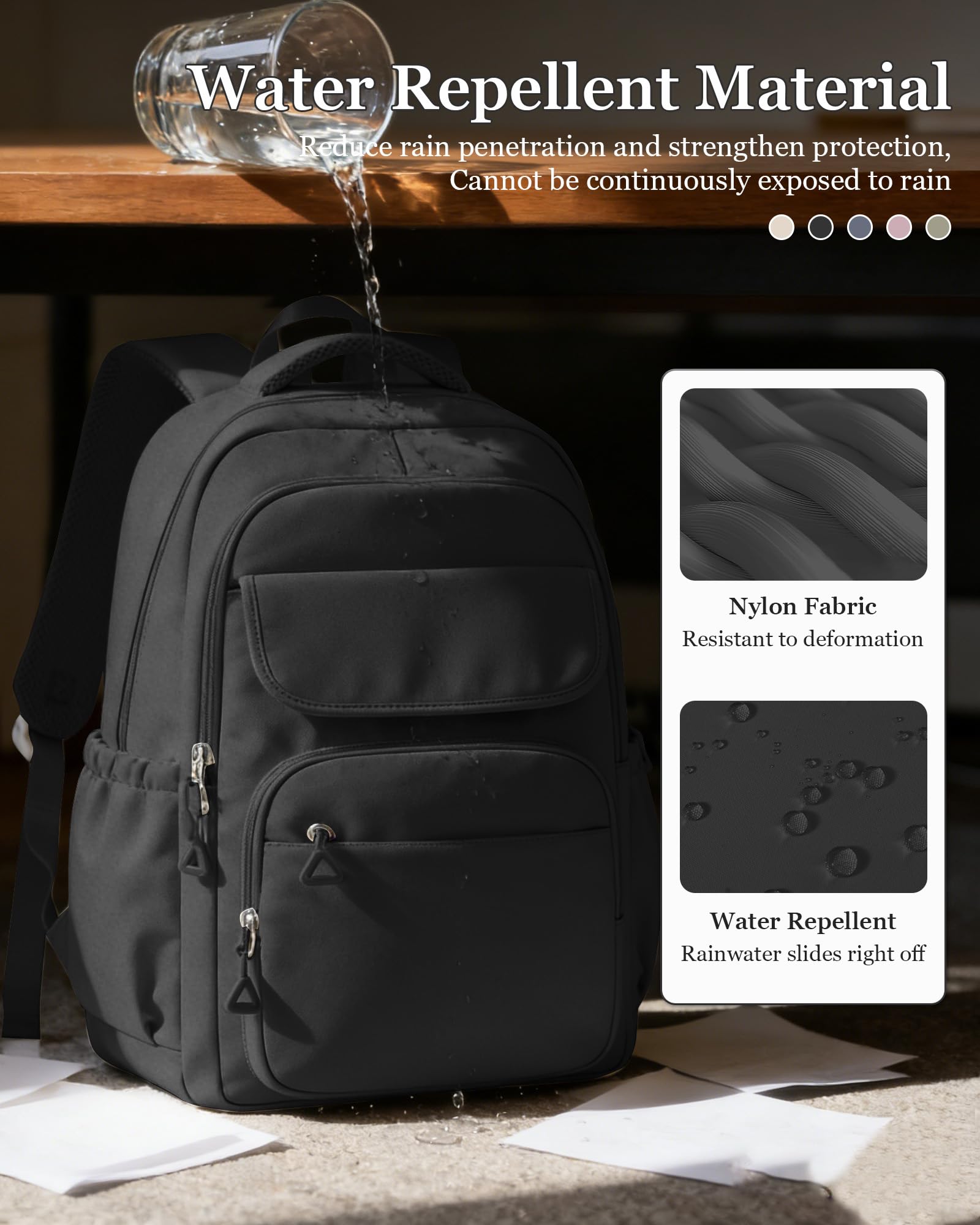 Black Backpack For Women Men,School Backpack For Teens Boys Girls,College Waterproof Laptop Backpack