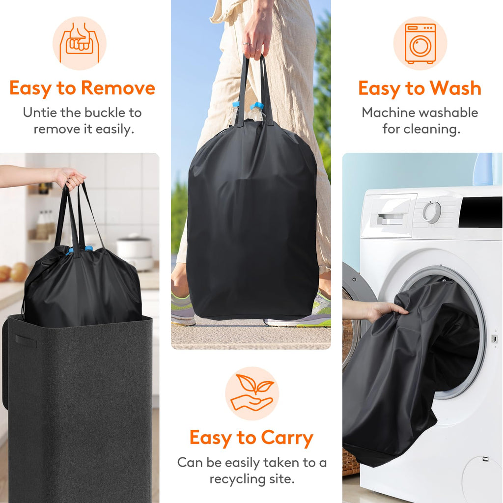Lifewit 100L Recycling Bin for Kitchen, Large 26 Gallon Recycle Bin with Lid and Reusable Inner Bag, Tall Indoor Home Storage Can for Bottle Can Plastice Paper Glass Stickers, Dark Gray