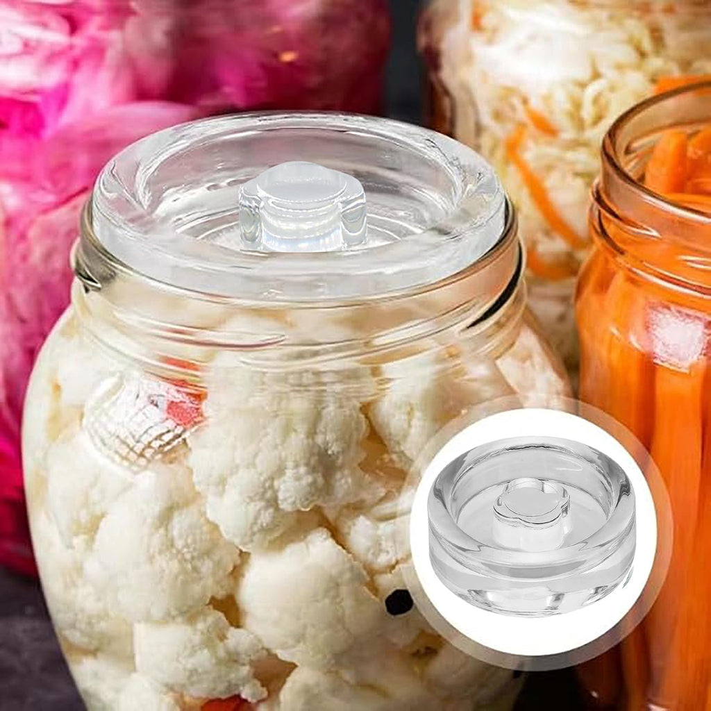 GKYMYZ 4 Pack Glass Fermentation Weights with Easy Grip Handle and Unique Texture Design for Large Wide Mouth Mason Jars (003)