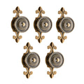 Kitchen Cabinet Knobs Pulls with Backplate, 2 in 1 Retro Round Metal Knob Pull Handle for Antique Dresser Drawer Cabinet Cupboard Wardrobe Door Room Hardware Decoration,5-Pack, Bronze