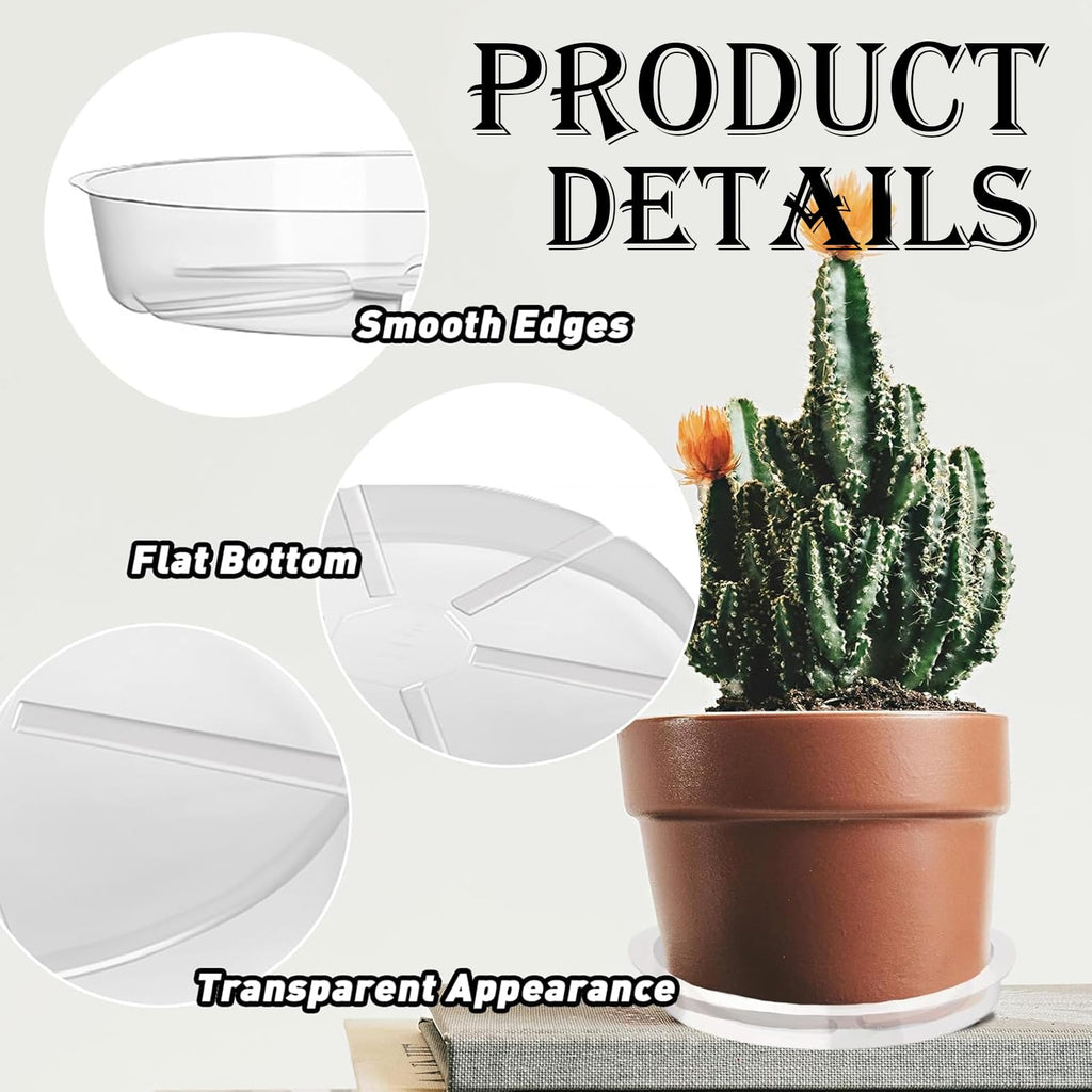 Voittozege 50 Pcs Clear Plant Saucers, 6 Inch Clear Plastic Plant Pot Saucer Flower Water Tray, Round Small Plant Plate for Garden Potted Water Drips Indoor and Outdoor