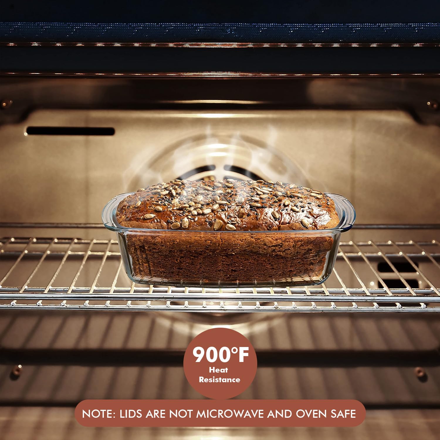 Razab 7.6 Cups / 1800ml / 1.9 Qt Large Glass Loaf Pan with Lids (Set of 2) - BPA-Free Meatloaf Pan with Easy-Grip Handle - 10 x 5 in Bread Baking Pan, Microwave & Oven Safe