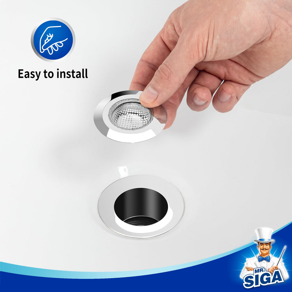 MR.SIGA Bathroom Sink Strainer, Stainless Steel Shower Bathtub Lavatory Drain Cover, Hair Catcher, 2.83" Diameter, 0.31" Depth, 3 Pack