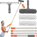 Window Cleaning Tools Window Squeegee: with Extendable Pole 72 Inch - Microfiber Scrubber - for Indoor & Outdoor Glass, Car,High Windows
