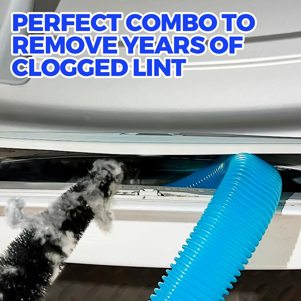 Holikme 2 Pieces Dryer Vent Cleaning Kit, Dryer Vent Cleaner Lint Vacuum Attachment and Flexible Lint Brush, Vacuum Hose Attachment Brush Lint Remover Power Washer, Blue