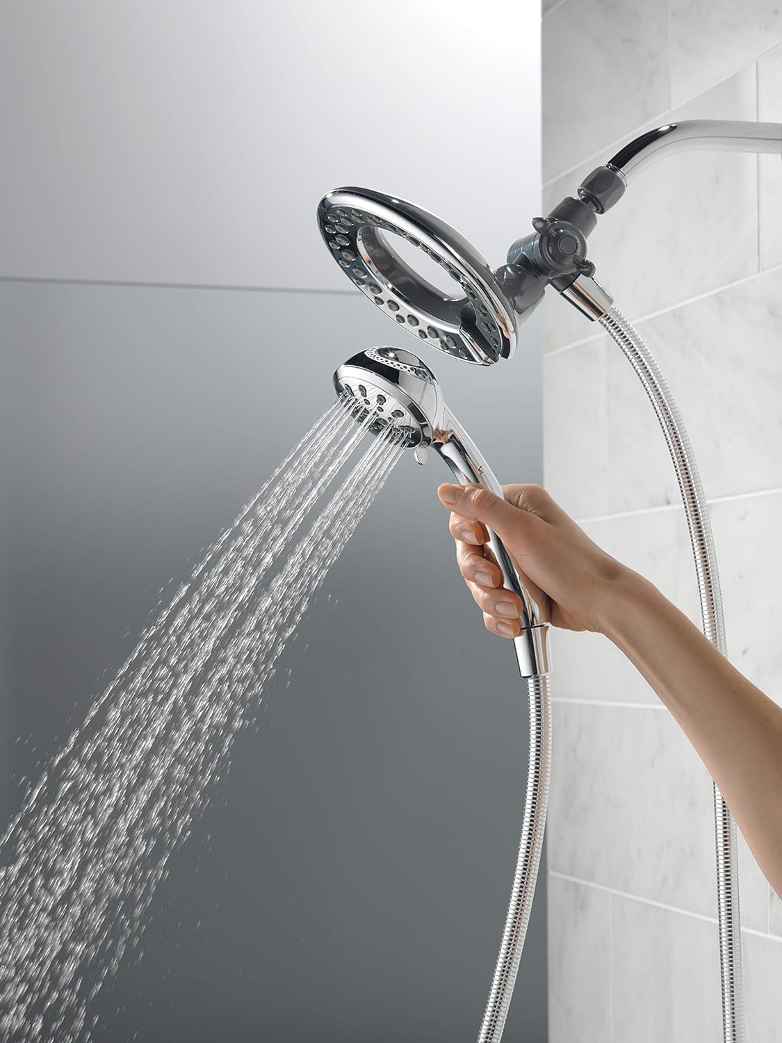 Delta Faucet Shower Head, 4-Setting In2ition, 2-in-1 Shower Head with Handheld Spray, Chrome