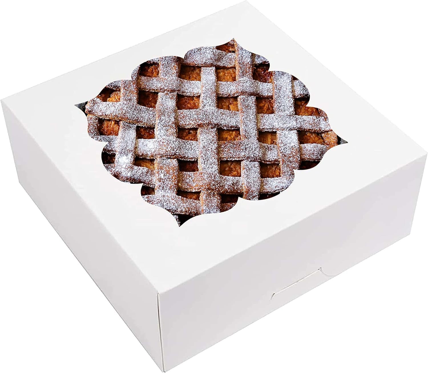 NPLUX 20 Pack Pie Boxes 10x10x3inch Bakery Boxes with Window Pastry Box for Pies,Cheesecake and Chocolate Strawberries (White)