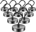 10Pack Black Magnetic Hook, 110LBS Heavy Duty Strong Neodymium Magnetic Hooks, Magnet Hook for Curtain, Refrigerator Magnet Hooks，for Home, Kitchen, Workplace (32mm)
