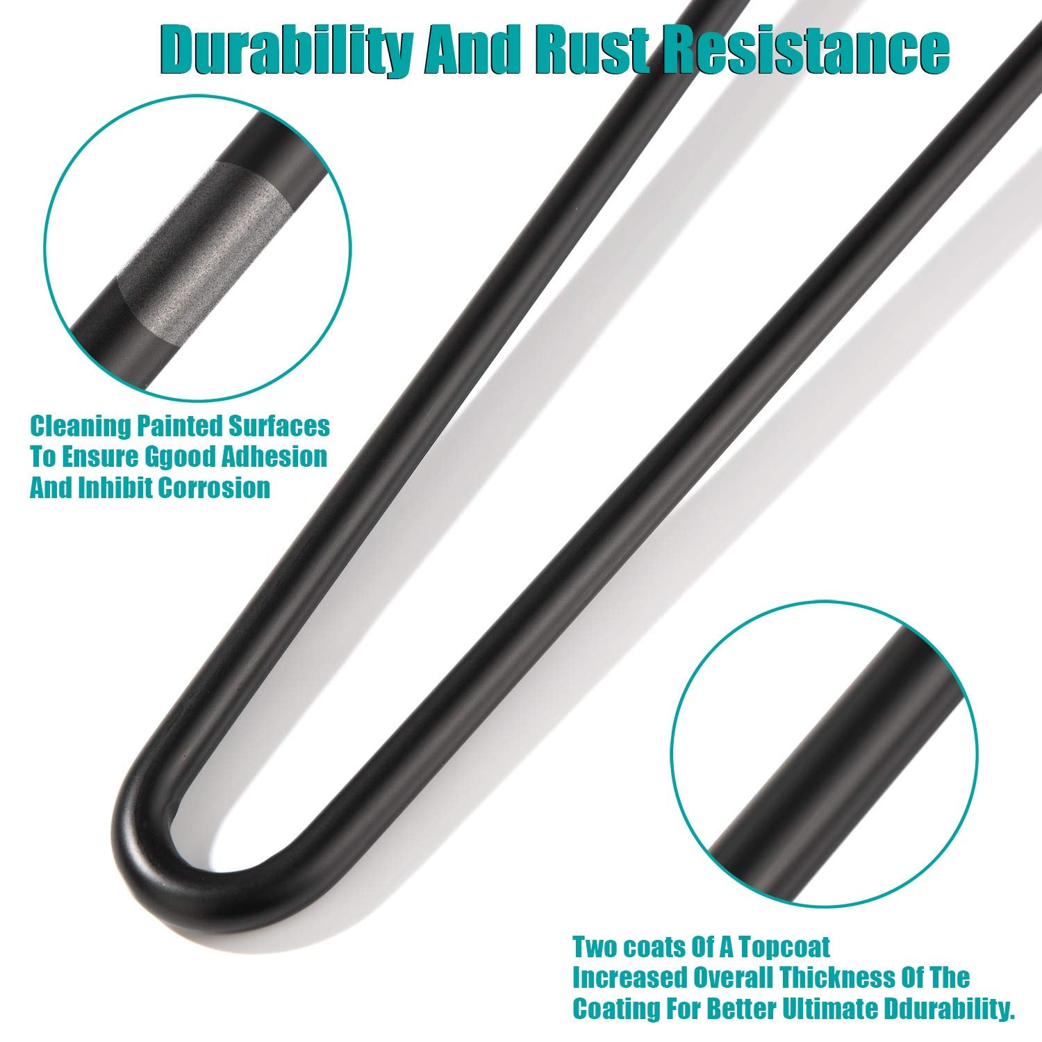 MSOBAIW 6 Inch Hairpin Legs, Heavy Duty Metal Table Legs for Cabinet, Wardrobe, TV Cabinets, Drawers, Nightstand, 3/8" Dia Satin Black Two-Rod Iron Wire for DIY Furniture