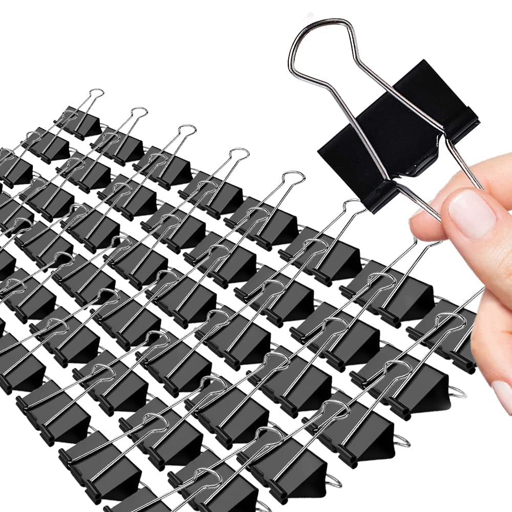 Large Binder Clips 1.6 Inch Black 48 Pcs, Binder Clips 41mm for Teacher School Office and Business