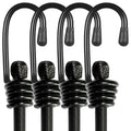 Bungee Cords with Hooks, Heavy Duty Outdoor Elastic Bungee Straps，No Odour Industrial Grade Bungee Rope for Securing Tarps, Luggage, Tents, Bikes or Garden Tidying 48inch 4Pcs (Black)