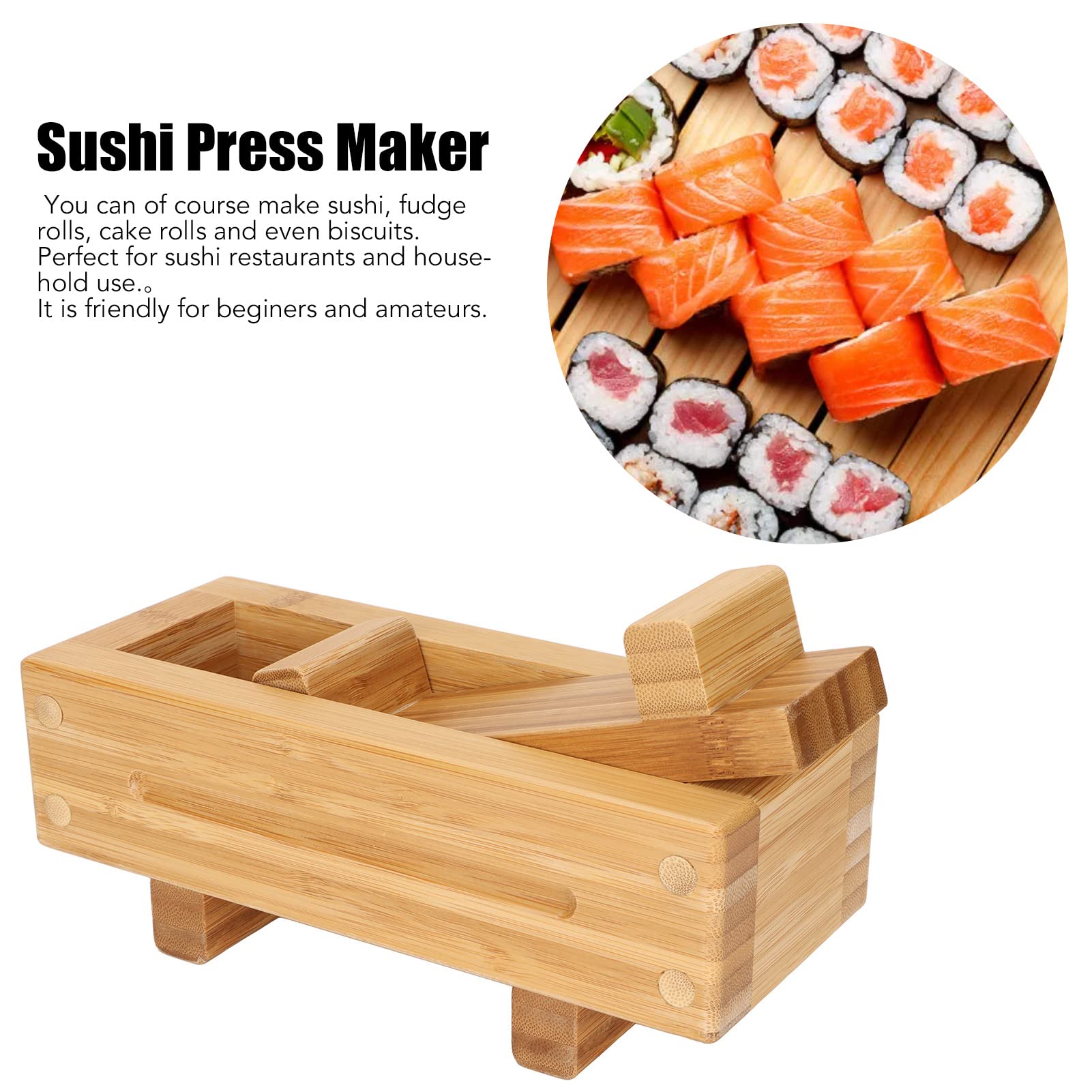 Wooden Sushi Press, Kitchen Sushi Tools DIY Rectangular Odorless Portable Rice Box for Cooking