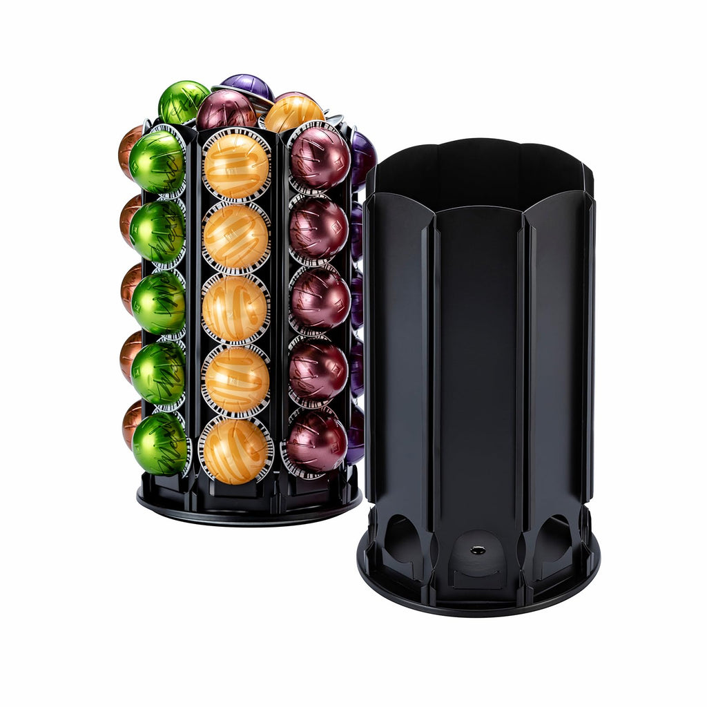 Rice Rat VertuoLine Coffee Pod Carousel Holder (40+ Pods, Black Metal & Rubber, 360° Rotate, Space Saving)