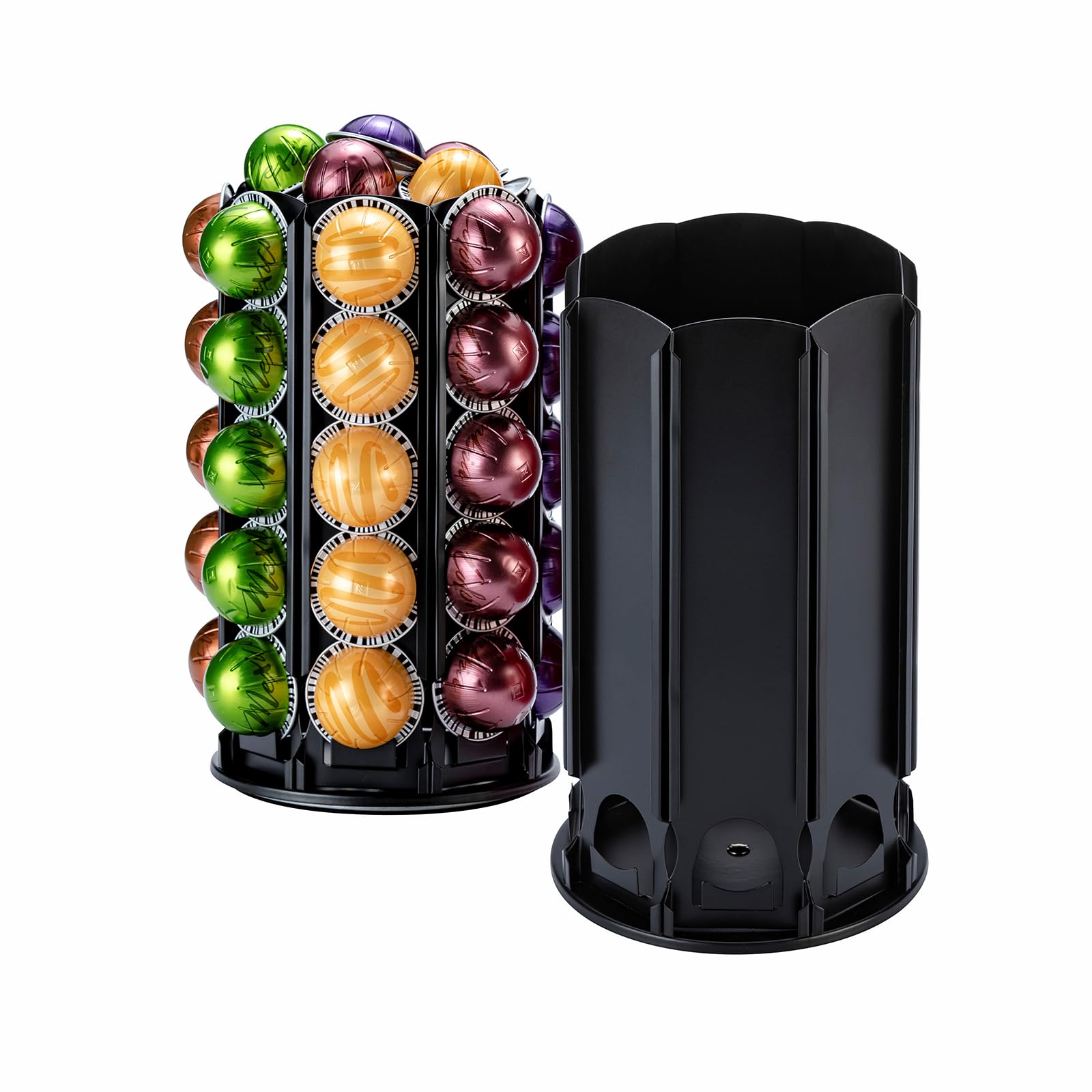 Rice Rat VertuoLine Coffee Pod Carousel Holder (40+ Pods, Black Metal & Rubber, 360° Rotate, Space Saving)