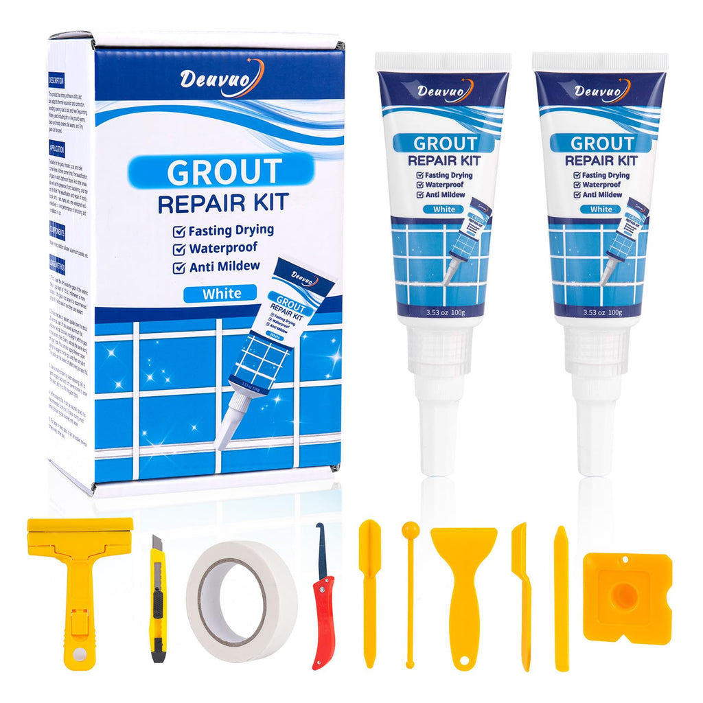 Tile Grout Repair Kit, 8OZ White Waterproof Silicone Caulking Seal, Grout Filler Repair Pen for Bathroom, Shower, Kitchen, Floor,Grout Line