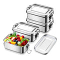 E-far 4 Pieces Stainless Steel Bento Box, Mini 550ml Metal Lunch Box, 18.6oz Leak-Proof Food Snack Container with Lids, Reusable Meal Storage for Camping Picnic Travel Work