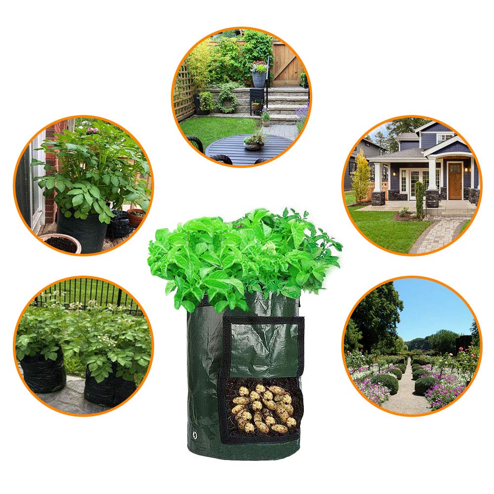 E-KNOW 6 Pack Potato Grow Bags, 10 Gallon Potato Grow Bags for Potato Tomato Carrot & Other Vegetable, Plant Grow Bags Heavy Duty Thickened, Aeration Material Grow Bags with Handles
